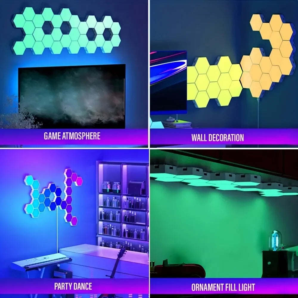 RGB Intelligent Hexagonal Wall Lamp Colour - Changing Light
