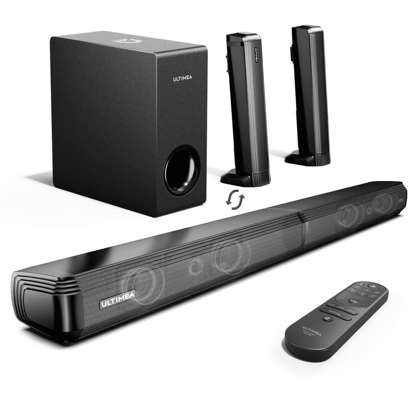 ULTIMEA 200W 4.1ch Soundbar with Subwoofer,2-in-1 Detachable Bluetooth 5.3 Soundbar