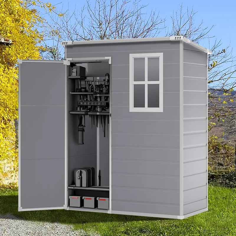 Durable Plastic Outdoor Garden Shed with Lockable Door & Ventilation Window