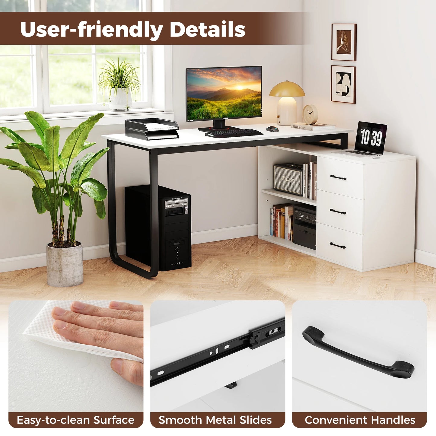 GOFLAME L Shaped Computer Desk Corner Executive Desk