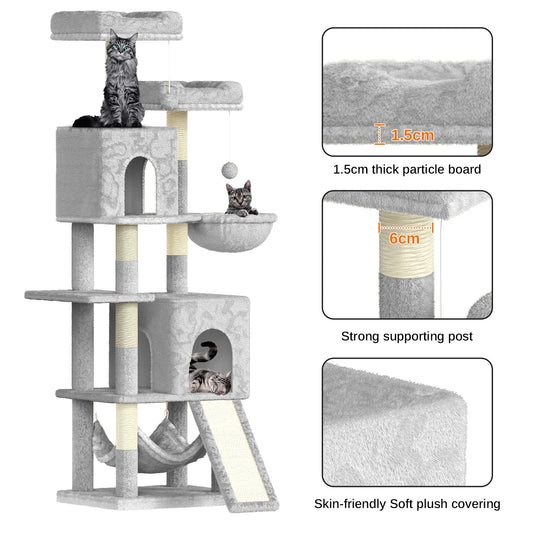 158cm Multi-Level Cat Tree with Scratching Board & Post