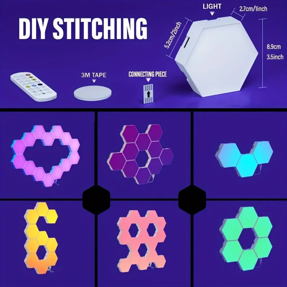 RGB Intelligent Hexagonal Wall Lamp Colour - Changing Light