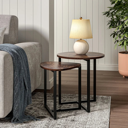 Brown Round and Triangular Wooden Tabletop