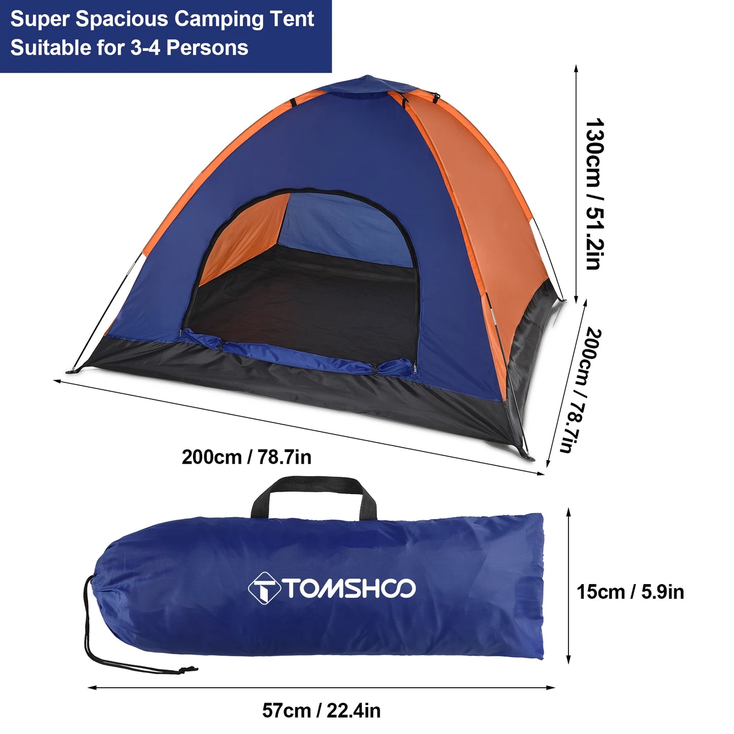TOMSHOO 3-4 Persons Camping Tent