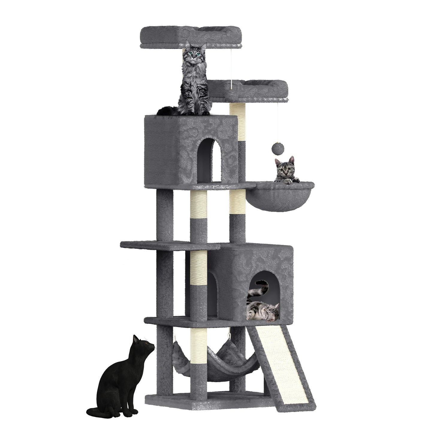 158cm Multi-Level Cat Tree with Scratching Board & Post