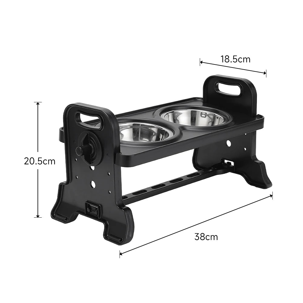Level Adjustable Elevated Dog Feeder with 2 Stainless Steel Bowls