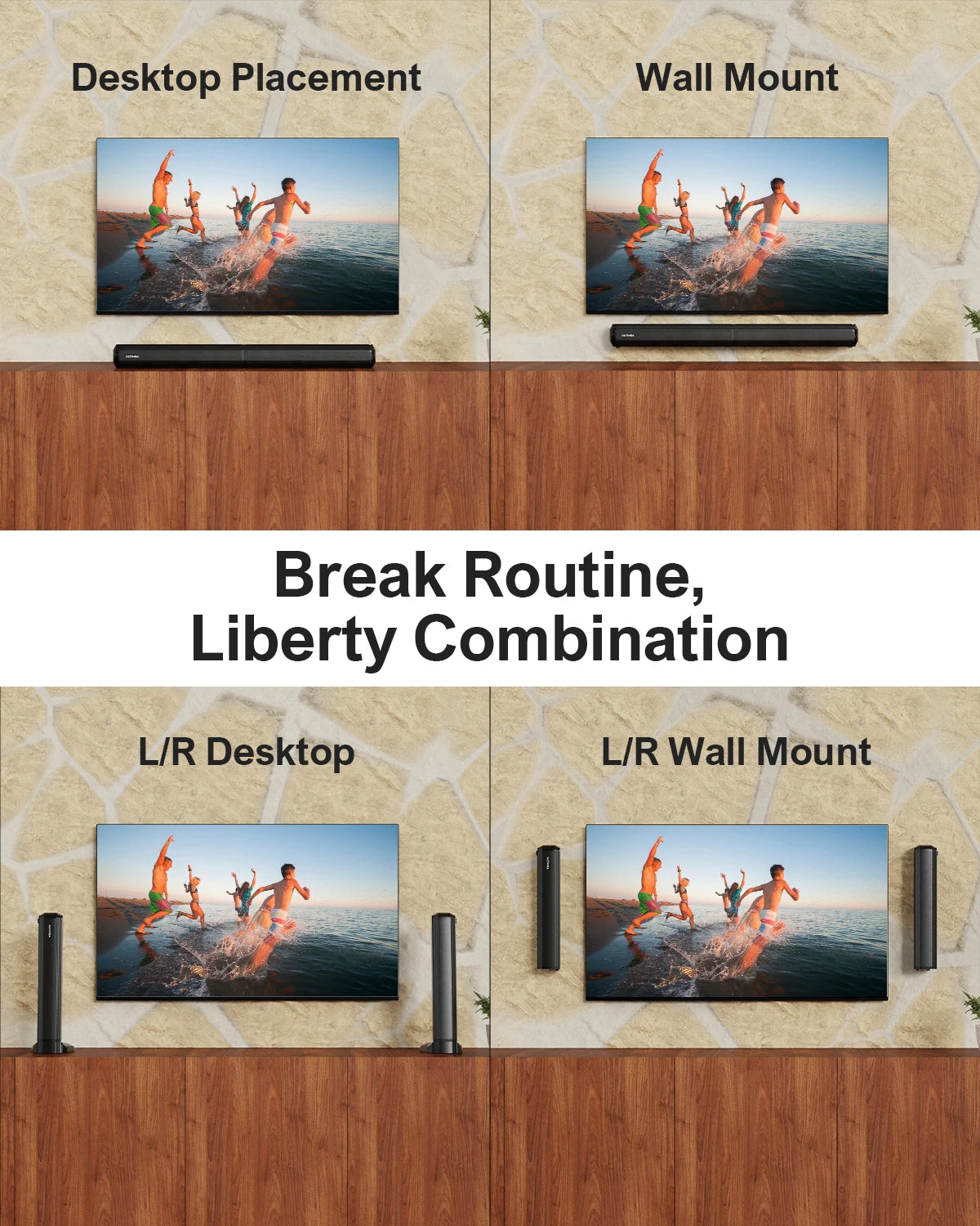 ULTIMEA 2.2ch Soundbar for TV, 2-in-1 Detachable Bluetooth 5.3 Soundbar