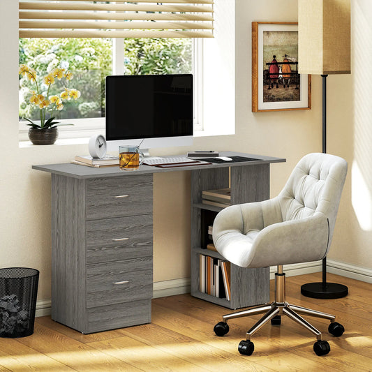 Computer Desk, Study Table with 3 Shelf & Drawers
