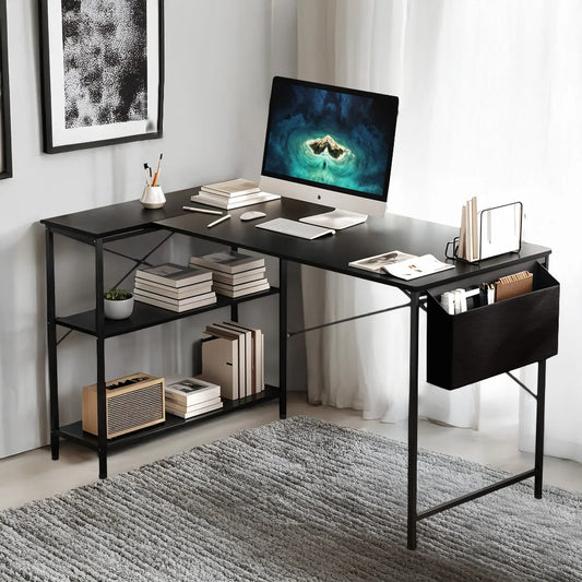 L-Shaped Office Desk with Storage Bag