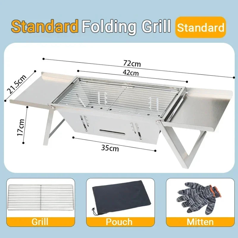 Stainless Steel Barbecue Stove Outdoor Charcoal Folding Barbecue Rack