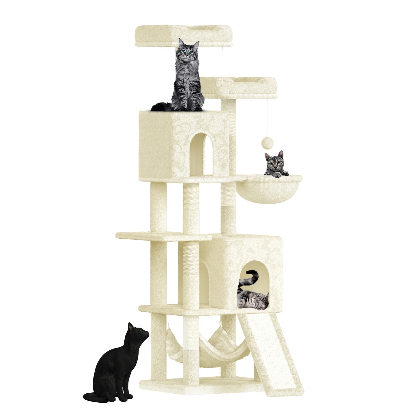 158cm Multi-Level Cat Tree with Scratching Board & Post