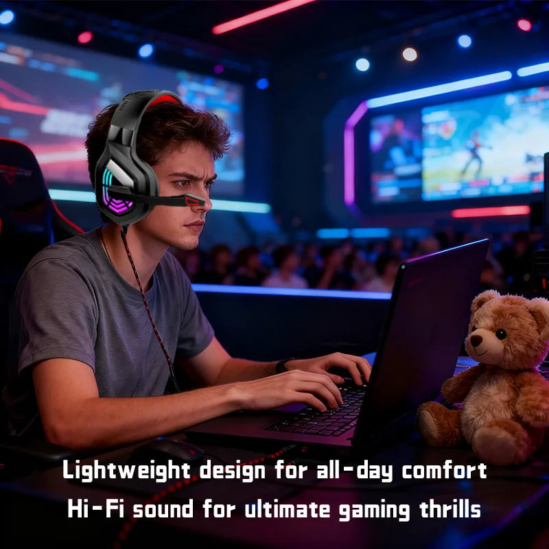 LED Gaming Headset USB Stereo Surround Wired Headphone