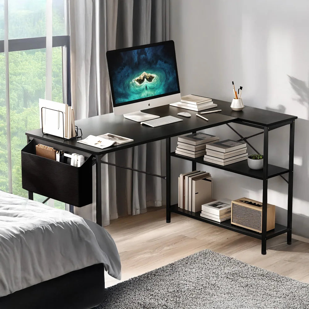 L-Shaped Office Desk with Storage Bag
