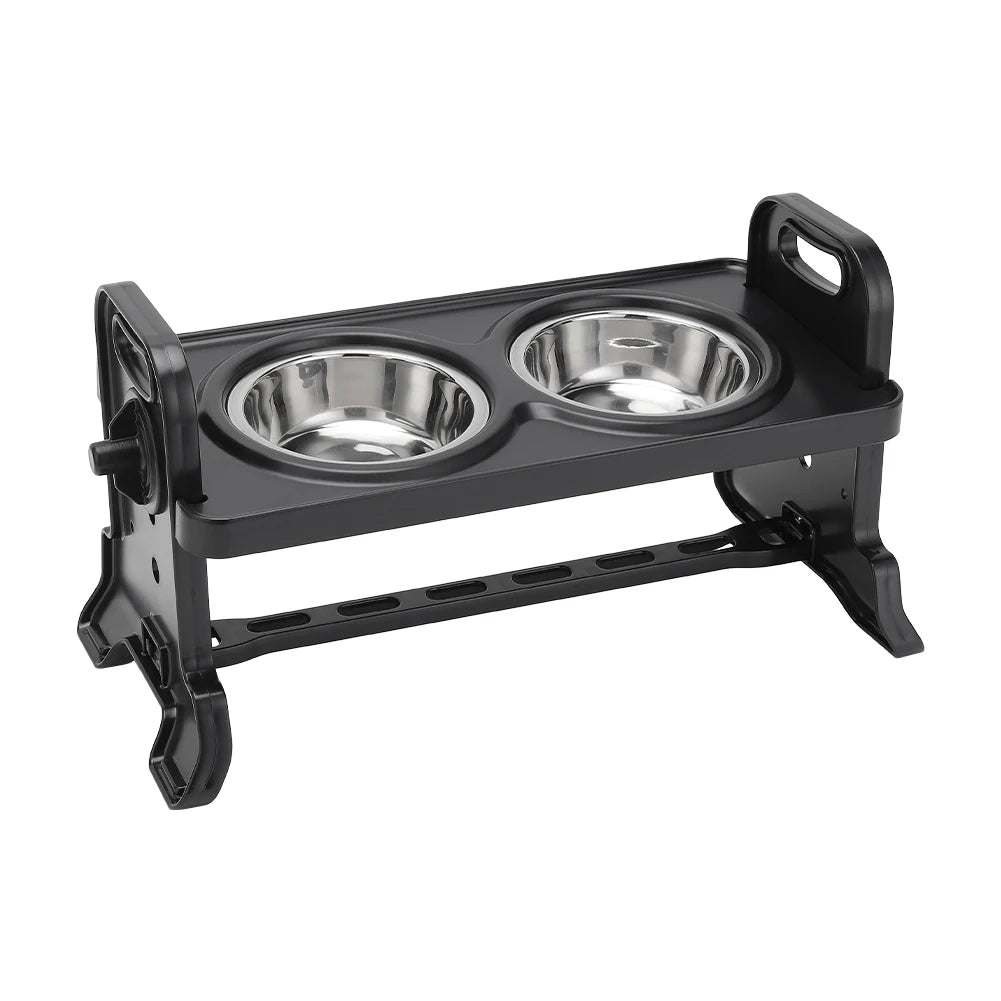 Level Adjustable Elevated Dog Feeder with 2 Stainless Steel Bowls