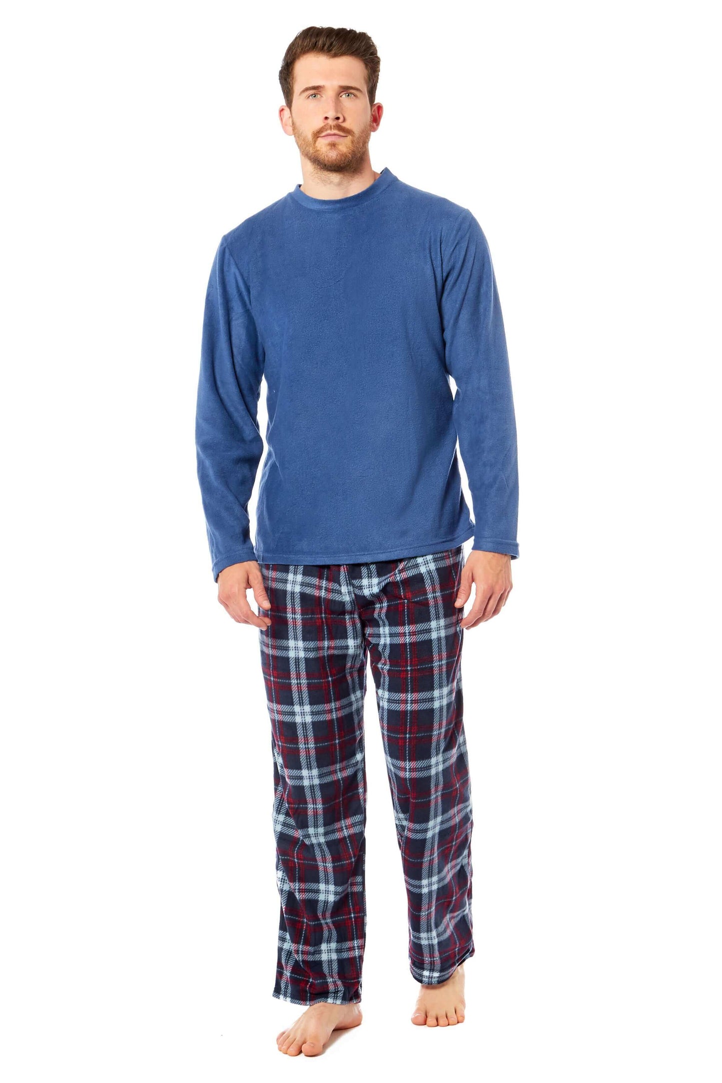 Men's Thermal Fleece Pyjama Set with Stylish Check Pants