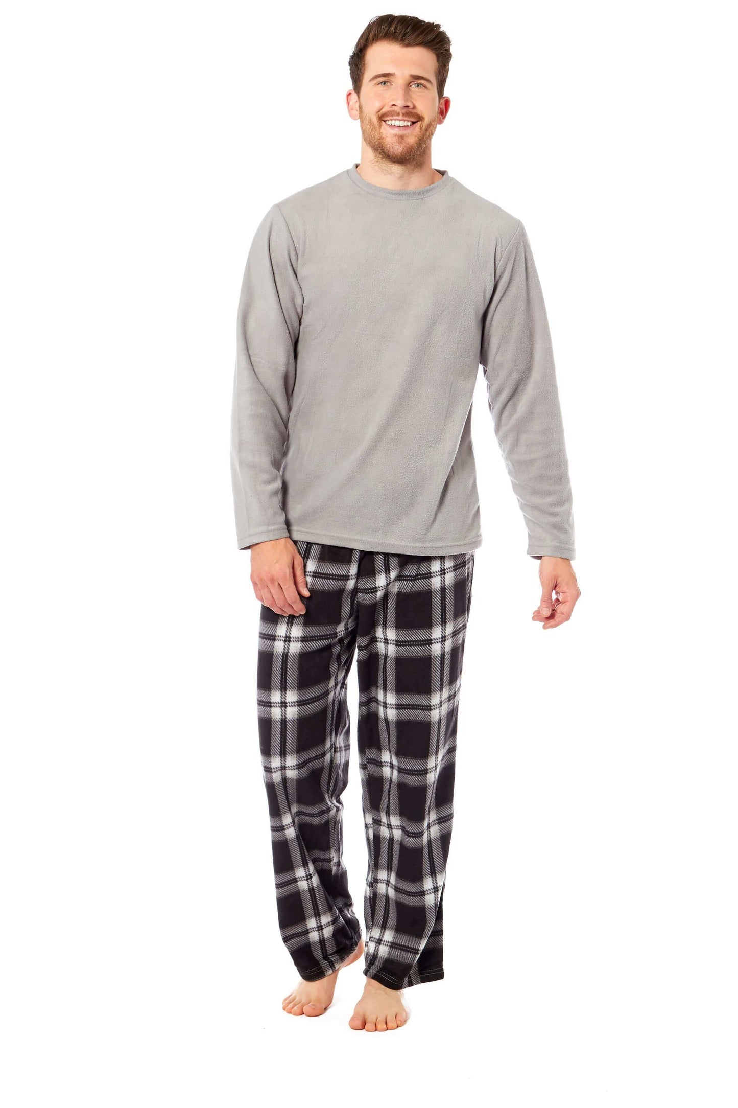 Men's Thermal Fleece Pyjama Set with Stylish Check Pants