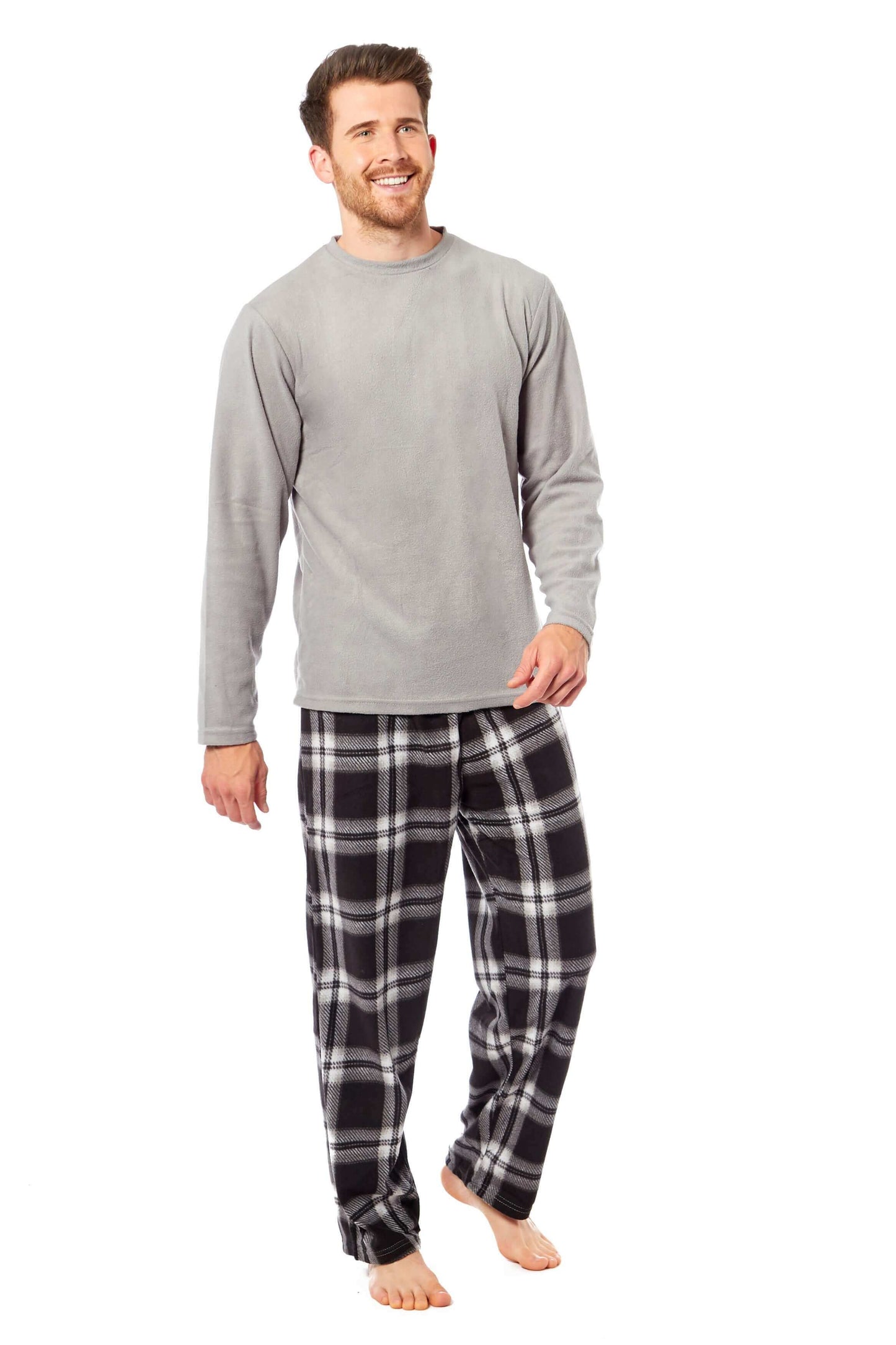 Men's Thermal Fleece Pyjama Set with Stylish Check Pants
