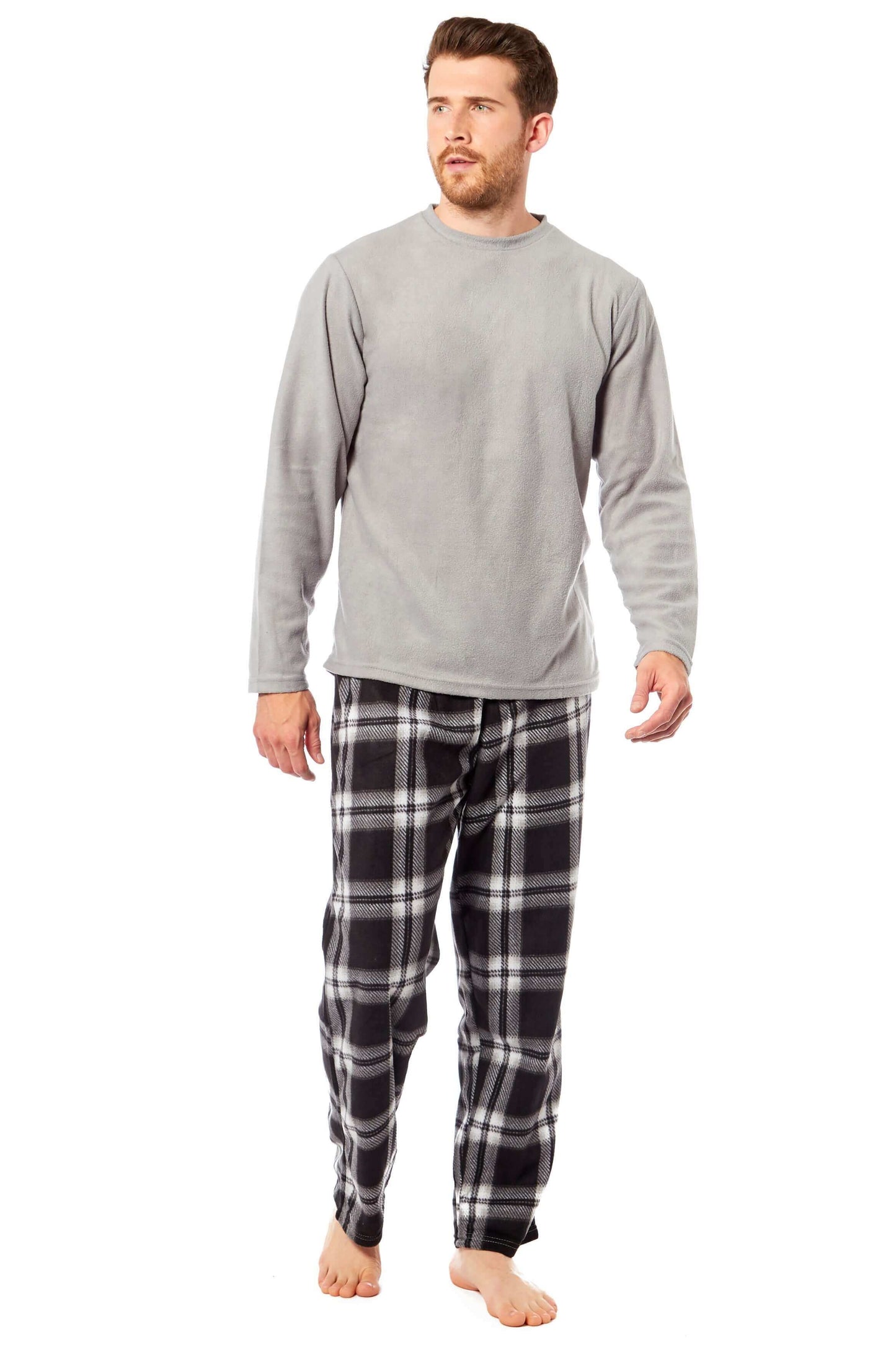 Men's Thermal Fleece Pyjama Set with Stylish Check Pants