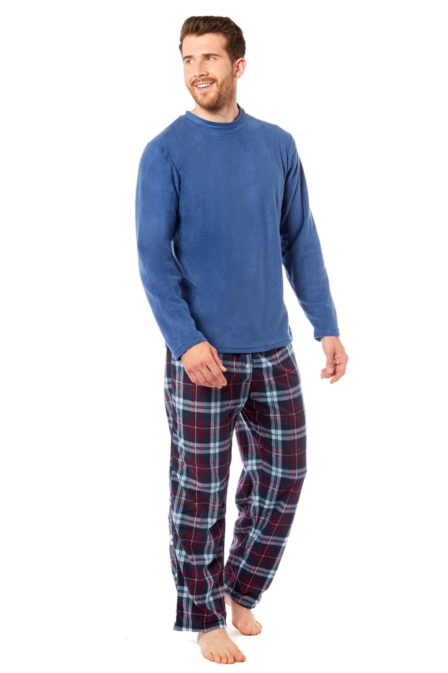 Men's Thermal Fleece Pyjama Set with Stylish Check Pants