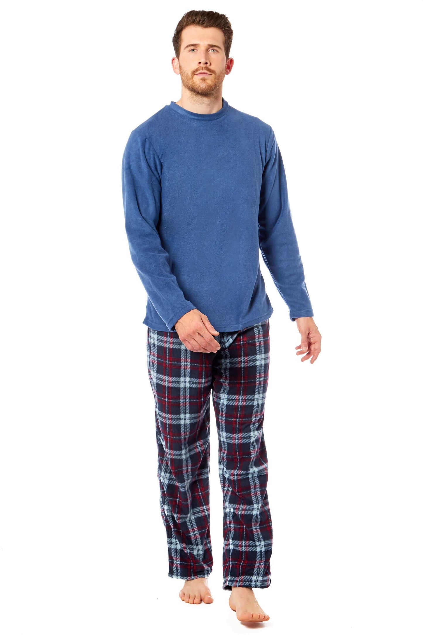 Men's Thermal Fleece Pyjama Set with Stylish Check Pants