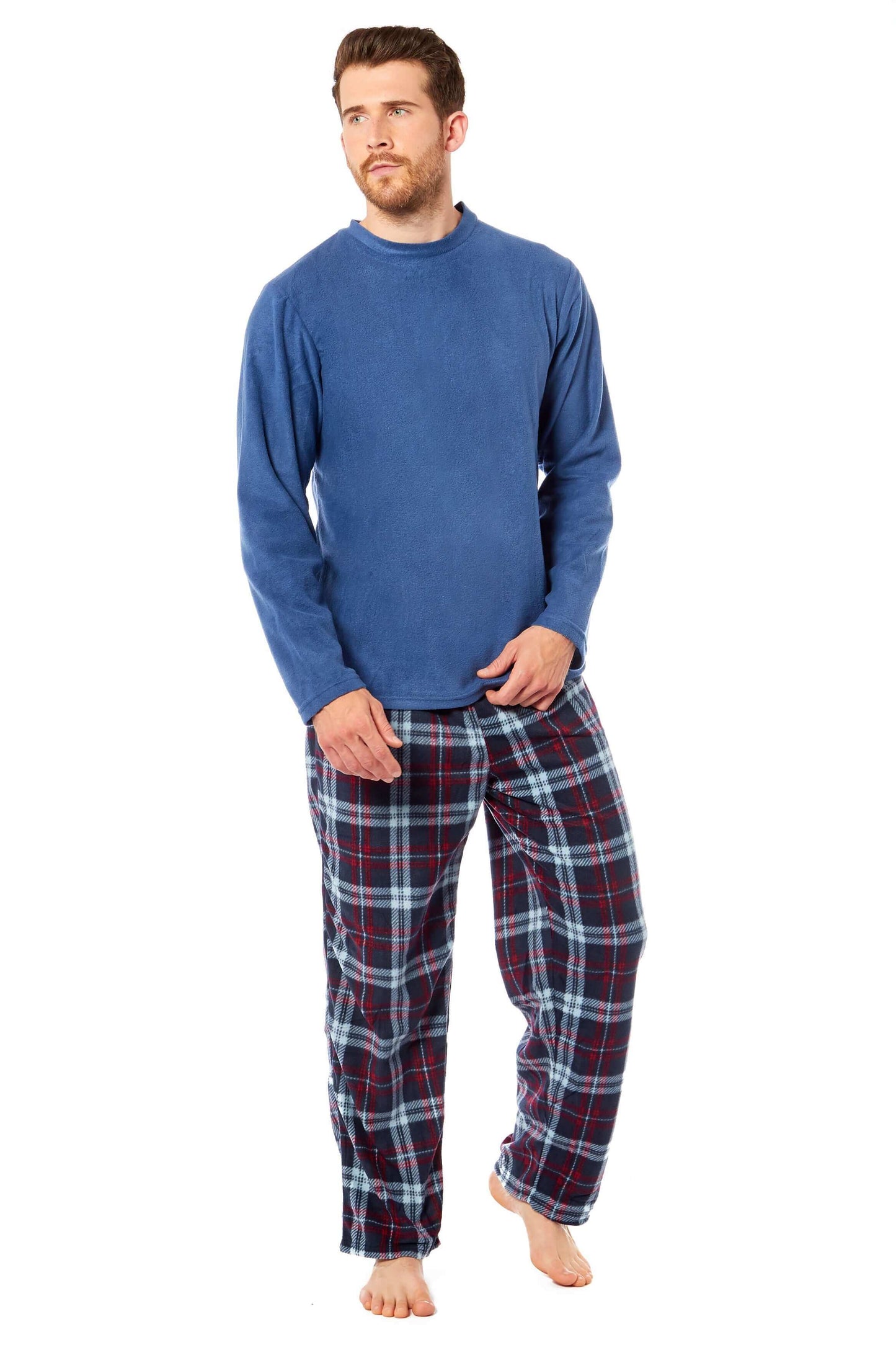 Men's Thermal Fleece Pyjama Set with Stylish Check Pants