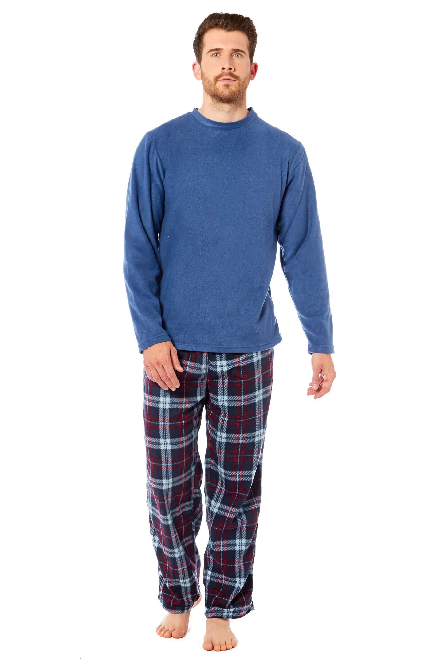 Men's Thermal Fleece Pyjama Set with Stylish Check Pants