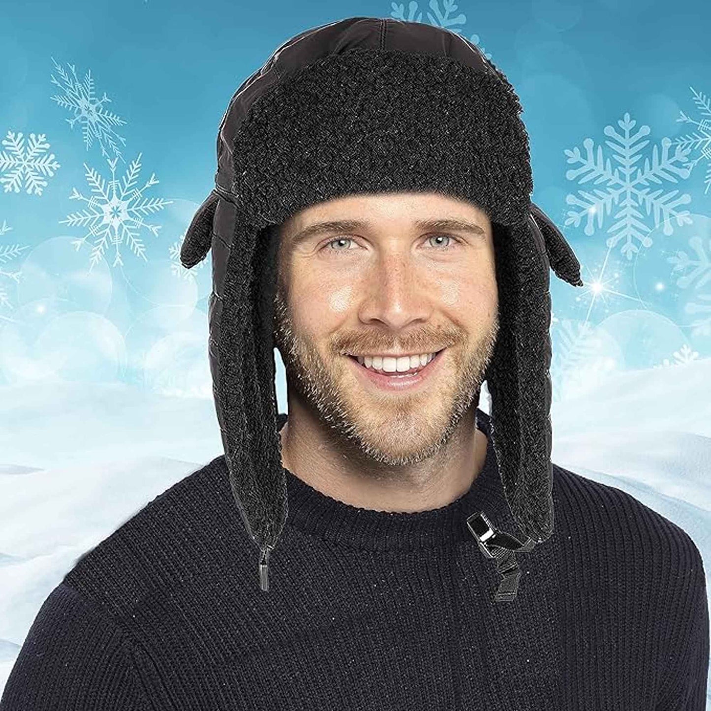 Men's Ribbed Waterproof Trapper Hat with 3M Thinsulate Fleece Lining