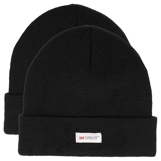Pack of 2 Men's Winter Beanie Hats With Thinsulate Thermal Lining