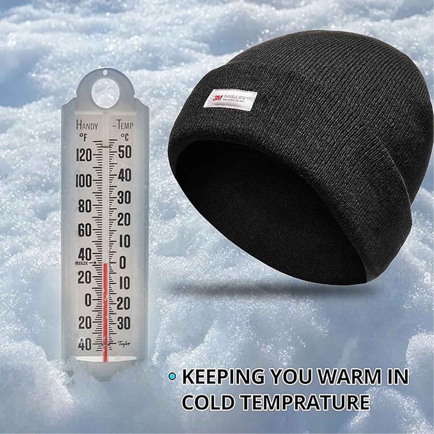 Pack of 2 Men's Winter Beanie Hats With Thinsulate Thermal Lining