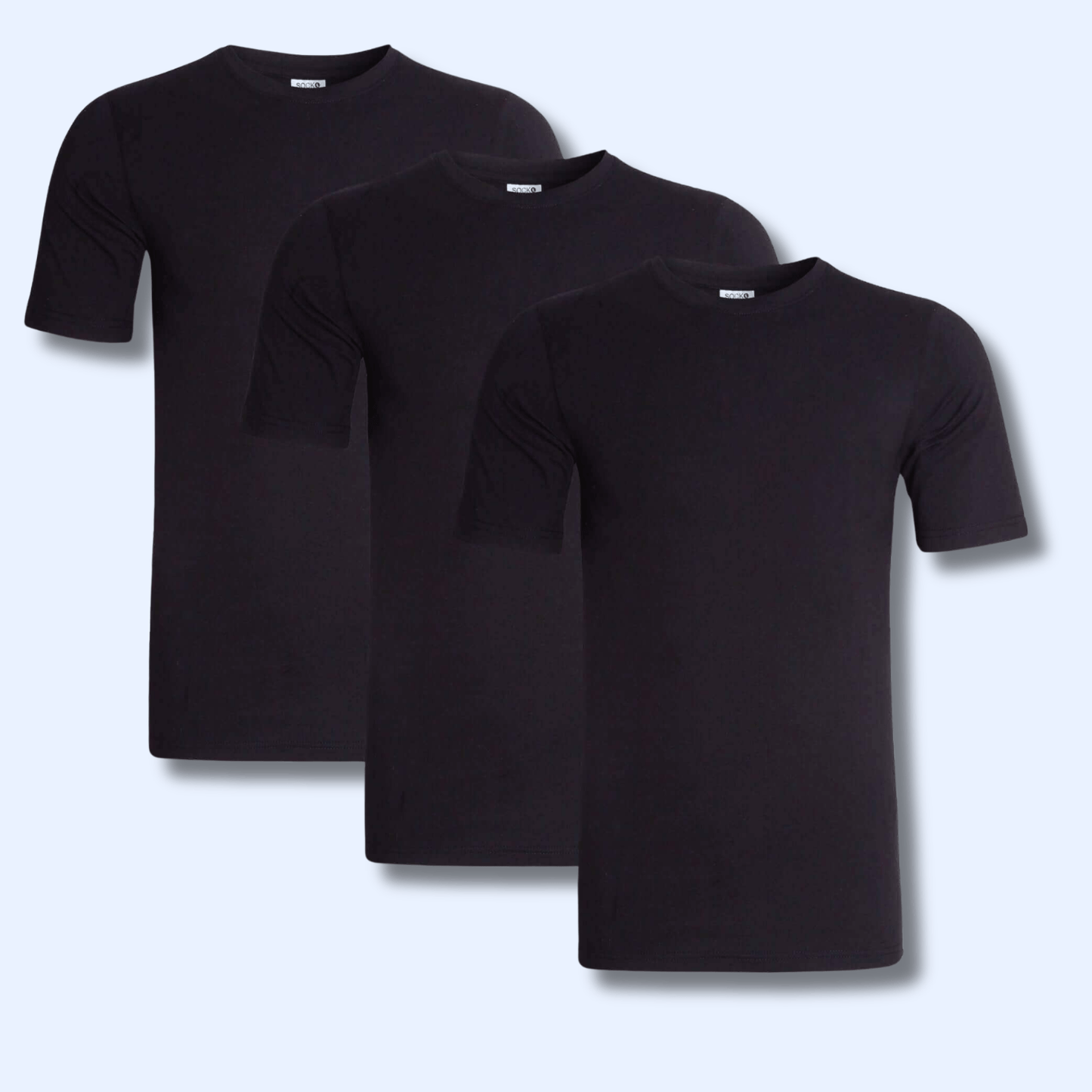 Pack of 3 Men's Plain T-Shirts Soft Breathable Cotton Polyester Blend Short Sleeve