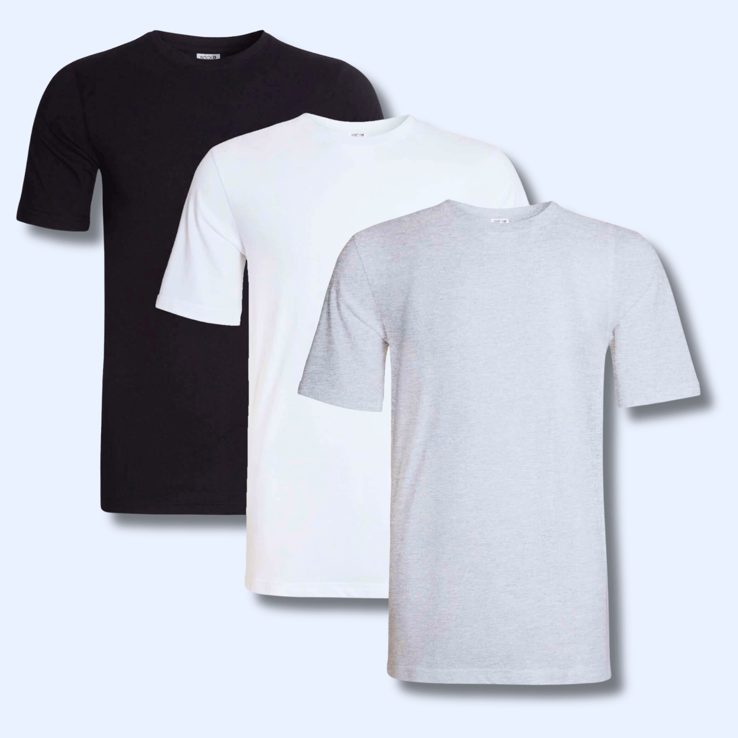Pack of 3 Men's Plain T-Shirts Soft Breathable Cotton Polyester Blend Short Sleeve