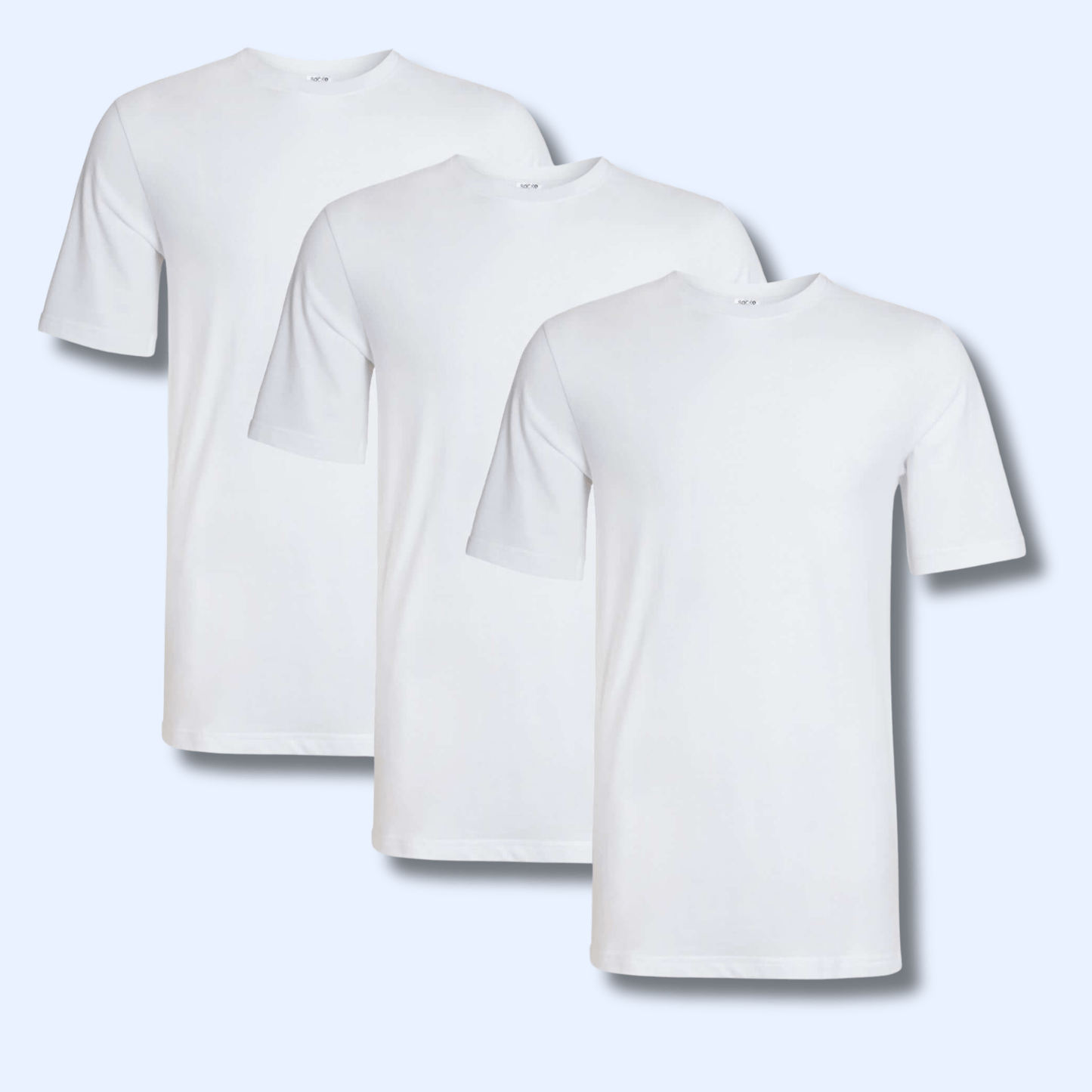 Pack of 3 Men's Plain T-Shirts Soft Breathable Cotton Polyester Blend Short Sleeve