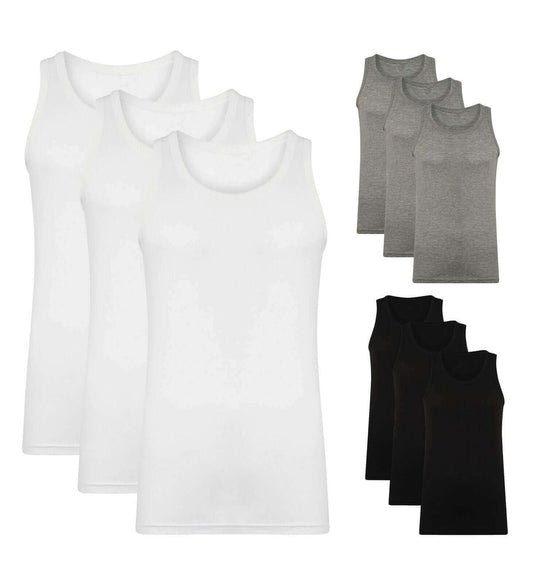 Pack of 3 Men's Fitted Cotton Vests