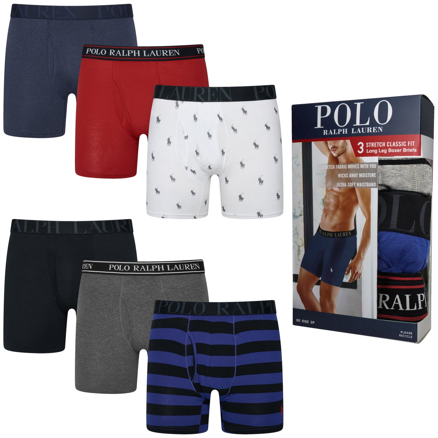 Polo Ralph Lauren 3 Pack Long Leg Boxers